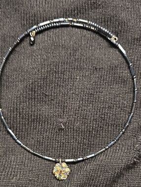 Delicate Black Beaded Choker Necklace with Multicolor Pendant - Women Jewelry